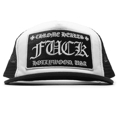 Chrome Hearts Fuck Hollywood White Black Trucker Cap