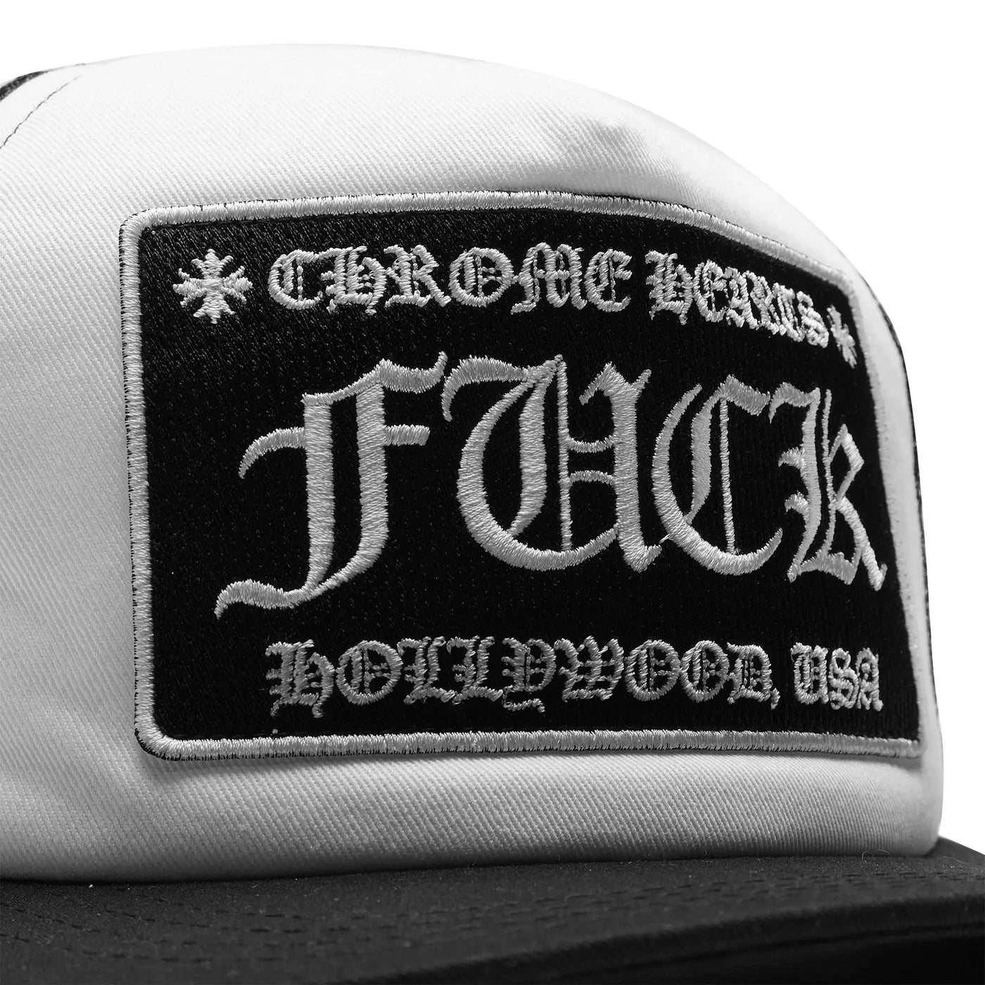 Chrome Hearts Fuck Hollywood White Black Trucker Cap