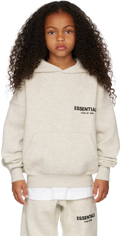 ESSENTIALS FEAR OF GOD SS22 LIGHT HEATHER OATMEAL KIDS HOODIE - M SNEAKERS