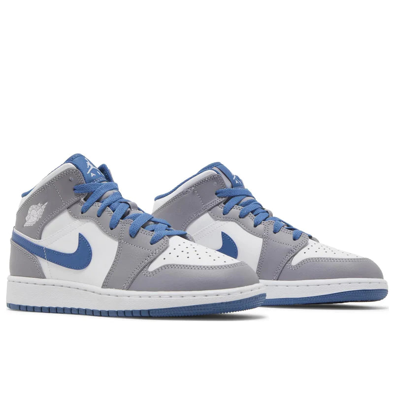 AIR JORDAN 1 MID TRUE BLUE CEMENT (GS) - M SNEAKERS