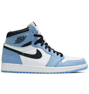 JORDAN 1 RETRO HIGH WHITE UNIVERSITY BLUE BLACK £509.99 - M SNEAKERS